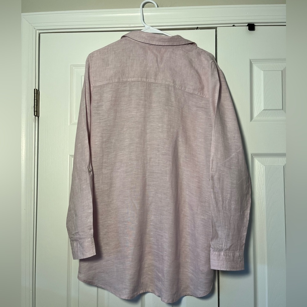 Sigrid Olsen Pink Linen Button Down Cover Up Size Large EUC - Picture 9 of 9